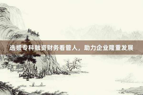 选拔专科融资财务看管人，助力企业隆重发展